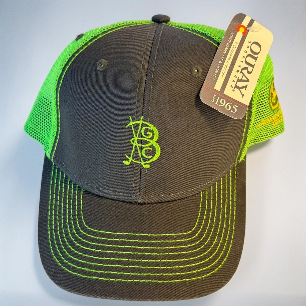 Ouray John Deere Golf Trucker Hat Mens Grey Neon Green Snapback Cap